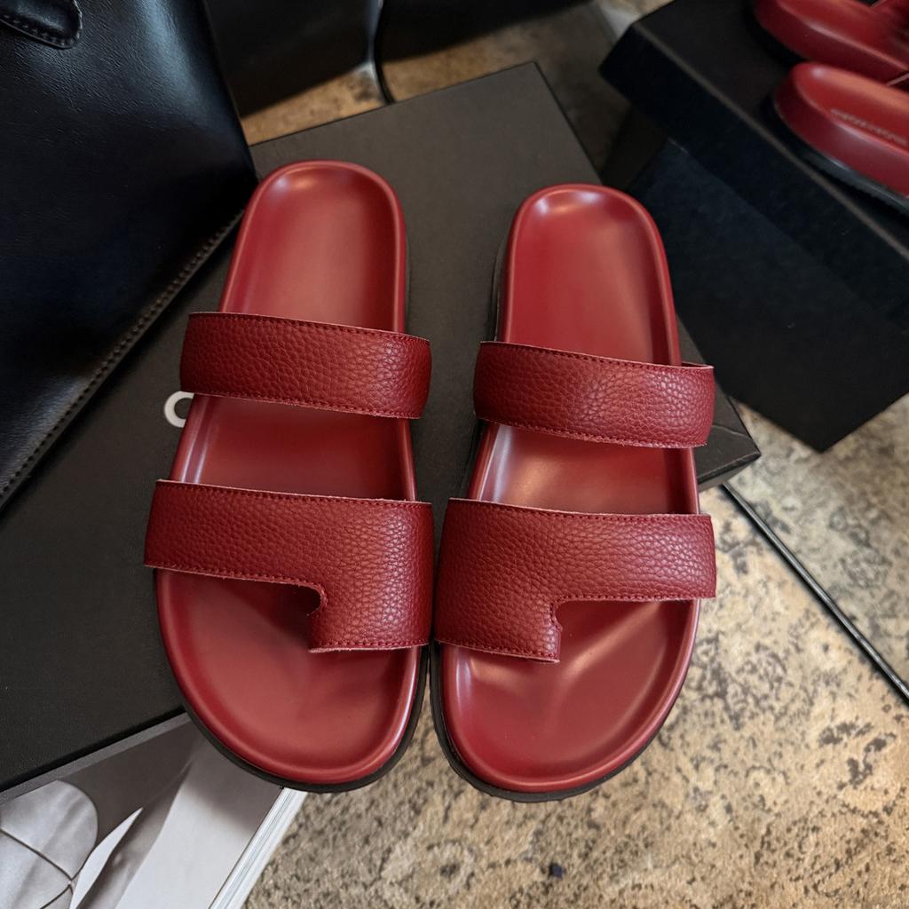 Thick-bottomed set of toe slippers for women, simple casual one-word cool slippers, beach slippers