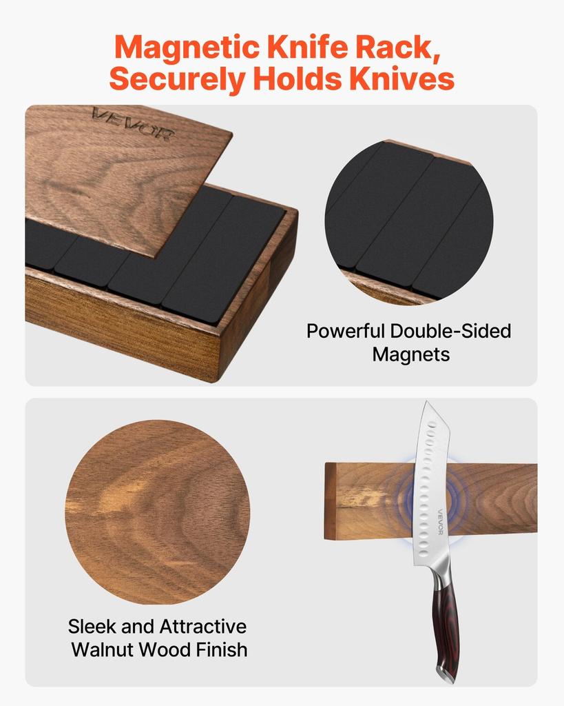 Kitchen Knife Set, 6 Piece High Carbon Stainless Steel Sharp Knife Set, Professional Kitchen Cutlery with Ergonomic Crack-Resistant Handle, and Walnut