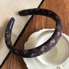 Vintage Brown Padded Headbands For Women Plaid Floral Print Hairbands Knitted Velvet Hair Hoops Plain Head Bands Accessories 1pc