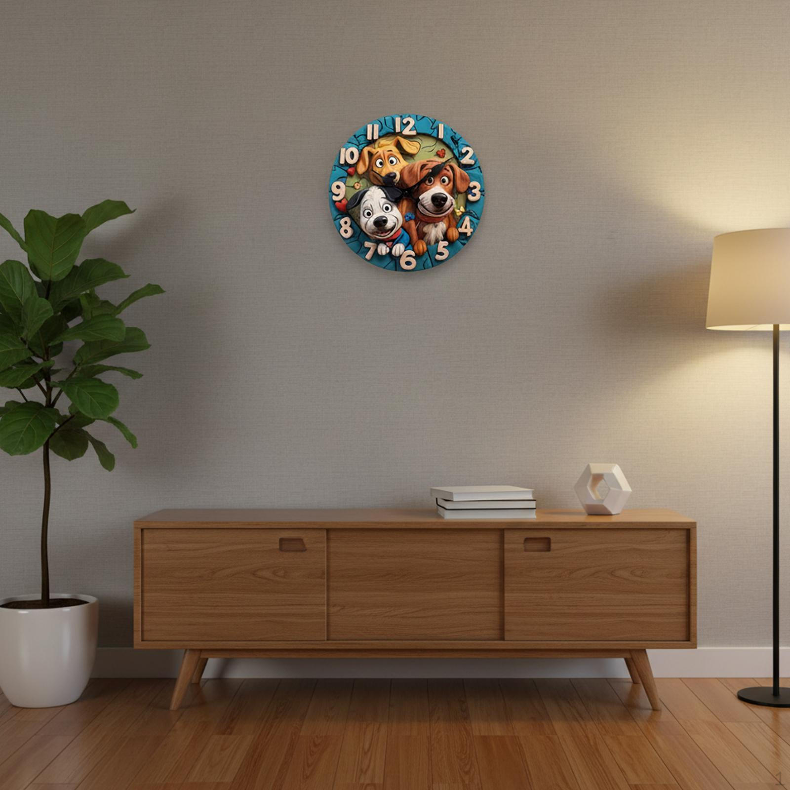 2D Wall Clock with Cartoon for Dining Room And Home. 20CM