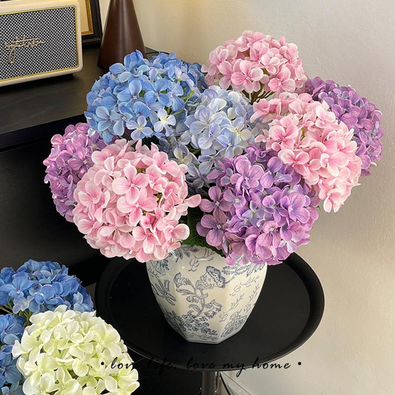 Artificial Flowers Silk Hydrangea Fake Flower Wedding Bridal Bouquet Arrangement Home Christmas Decor Hortensia Artificiales