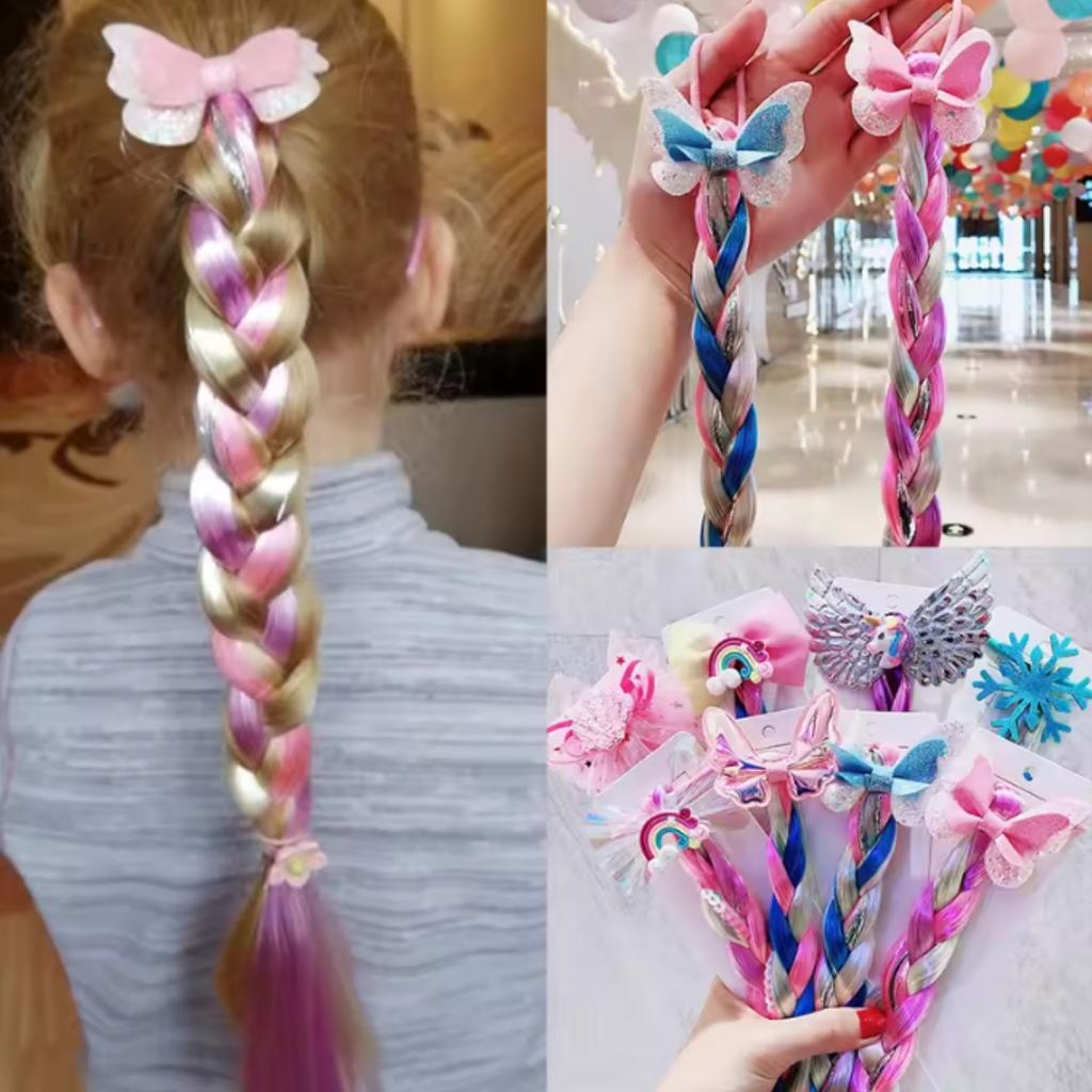 1/2pcs Cute Curly Hair Bowtie Wig Girls Hairpins Ombre Color Headwear Hair Clips for Princess Dress Up Birthday Gift Party Favor