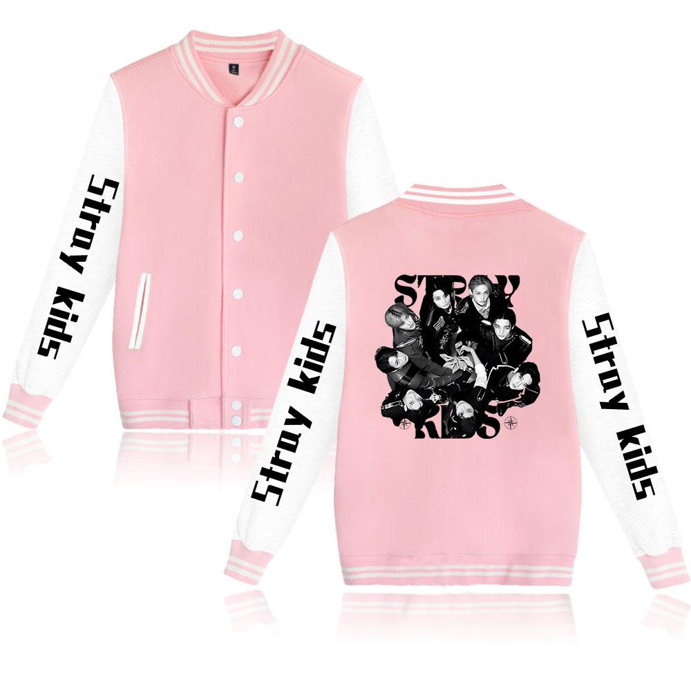 

НОВЫЕ поступления унисекс мода Stray Kids бейсбольная толстовка с принтом букв для женщин и мужчин уличные спортивные куртки XXL розовый