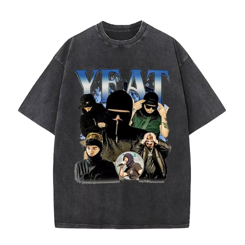 Rapper Yeat Lyfestyle Vintage Washed T Shirt Men Women Hip Hop Fashion High Quality T-Shirts Casual Oversized T-shirt