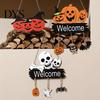 Rustic Farmhouse Hanging Plaque Halloween Welcome Door Sign, 3D Layered Pumpkin Skull Spider Plaque, Indoor Outdoor Holiday Ornaments Wooden