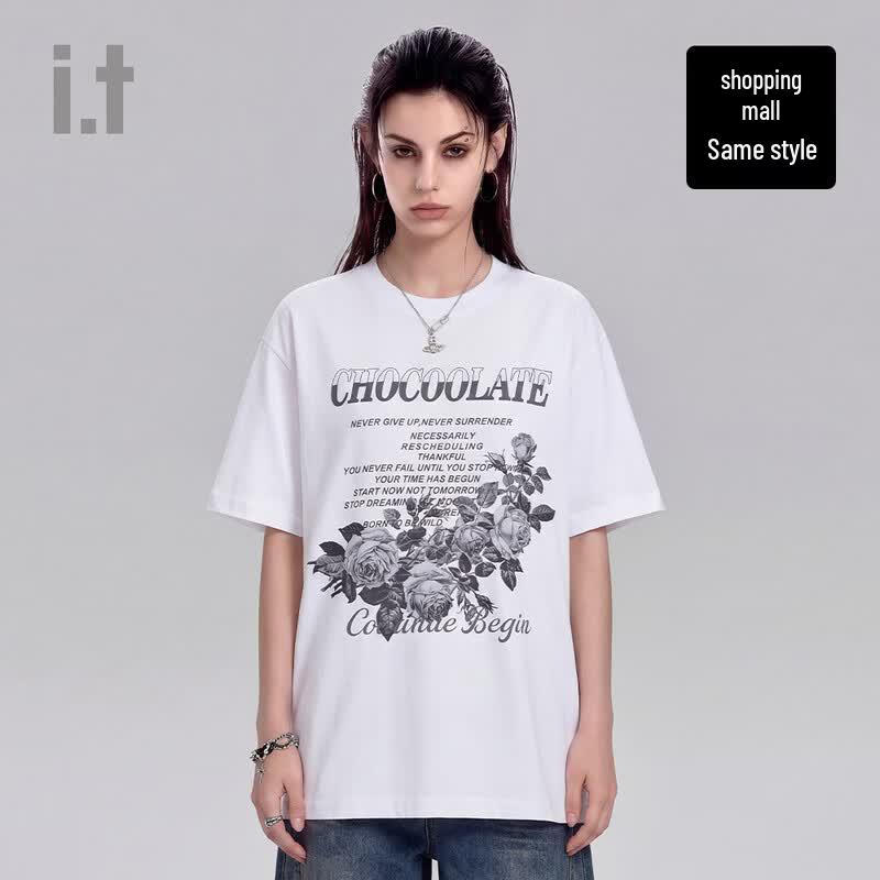CHOCOOLATE i.t Vintage Rose Unisex Cotton T-Shirt M