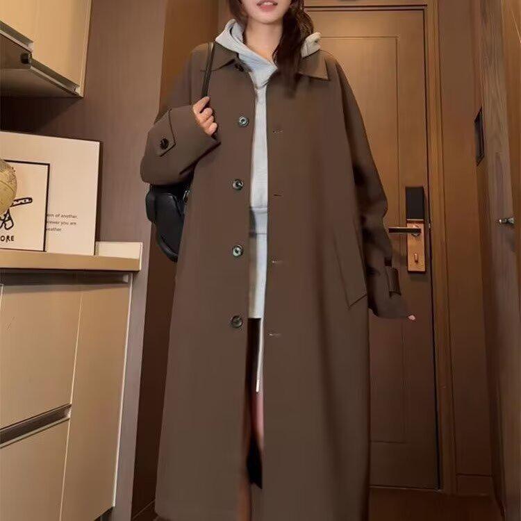 Geacă de vânt de damă petite, lungime medie, stil japonez, 2025 Primăvară, cu guler tip păpușă - Croială largă