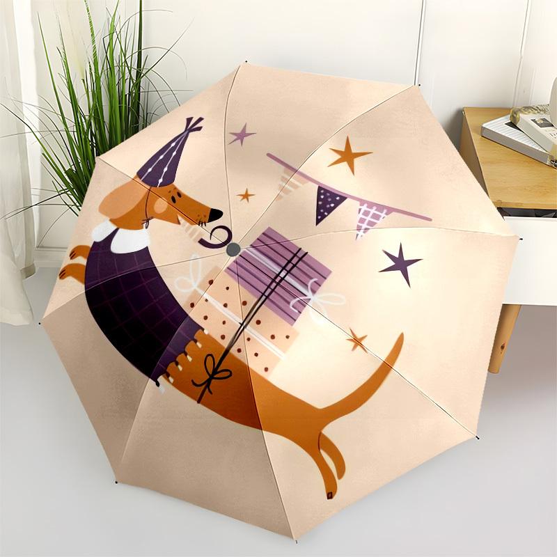 1pc Party Dog with Presents and Stars Umbrella with Plastic Handle,Suitable for All Seasons UmbrellaPT559