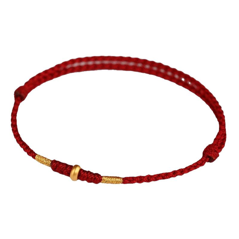 Gold 999 Abacus Bead Red String Bracelet for Year of the Rat - Couple Style for Traffic Drivers