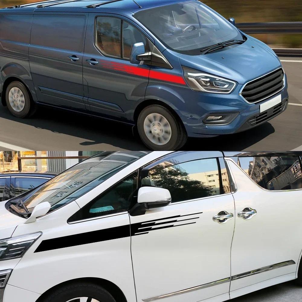 2PCS Car Body Door Side Stripes Stickers Self-adhesive Auto Body Styling Decoration Sticker Accessories For Ford Transit Tourneo