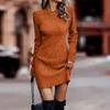 LYRIA Women Loose Sweater Dress Semi Turtleneck Long Sleeve Stretch Knitted Pullover Wrap Mini Dresses