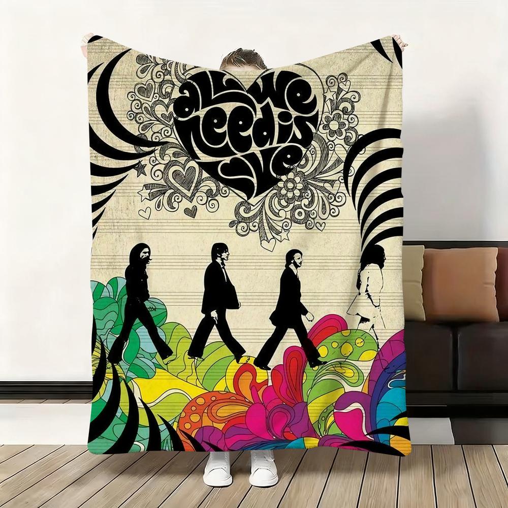 1pc Band The B-Beatles Cool Throw Flannel Fluffy Soft Blanket Warm Skin-Friendly Throw for Sofa Bed Office Nap Winter