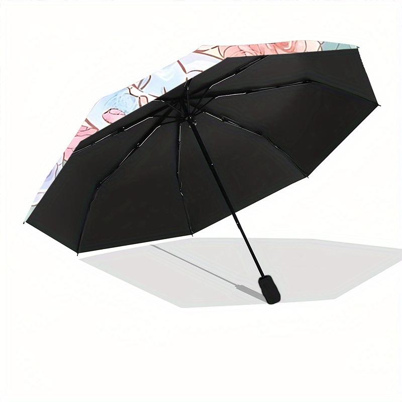 1pc Beautiful Bunny Fully Automatic Folding Portable Umbrella, 8 Iron Frames, Three-Fold Design, Suitable for All Seasons, Suitable for Outd