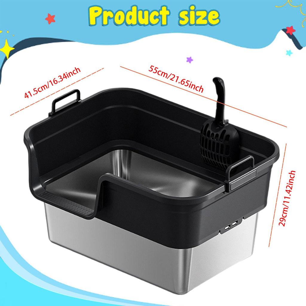 Large Cat Litter Box for Indoor Cats and Kittens, Easy To Clean, High Sides,