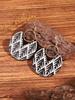 Retro Bohemian Double-Sided Geometric Pattern Wooden Earrings for Women