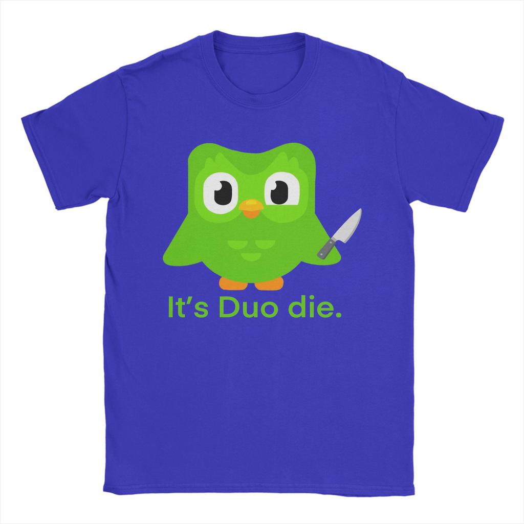 Funny Duolingo Meme (2) T-Shirt Men Vintage Cotton Tee Shirt O Neck Short Sleeve T Shirts Plus Size Clothes