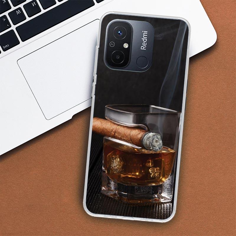Cigar Whiskey Ice Drink Phone Case For Xiaomi Redmi 12 12C 10 10C 10A 9T 9C 9A 9 8 8A 7 7A 6 6A K20 K30 K40 Pro S2 Fundas Cover