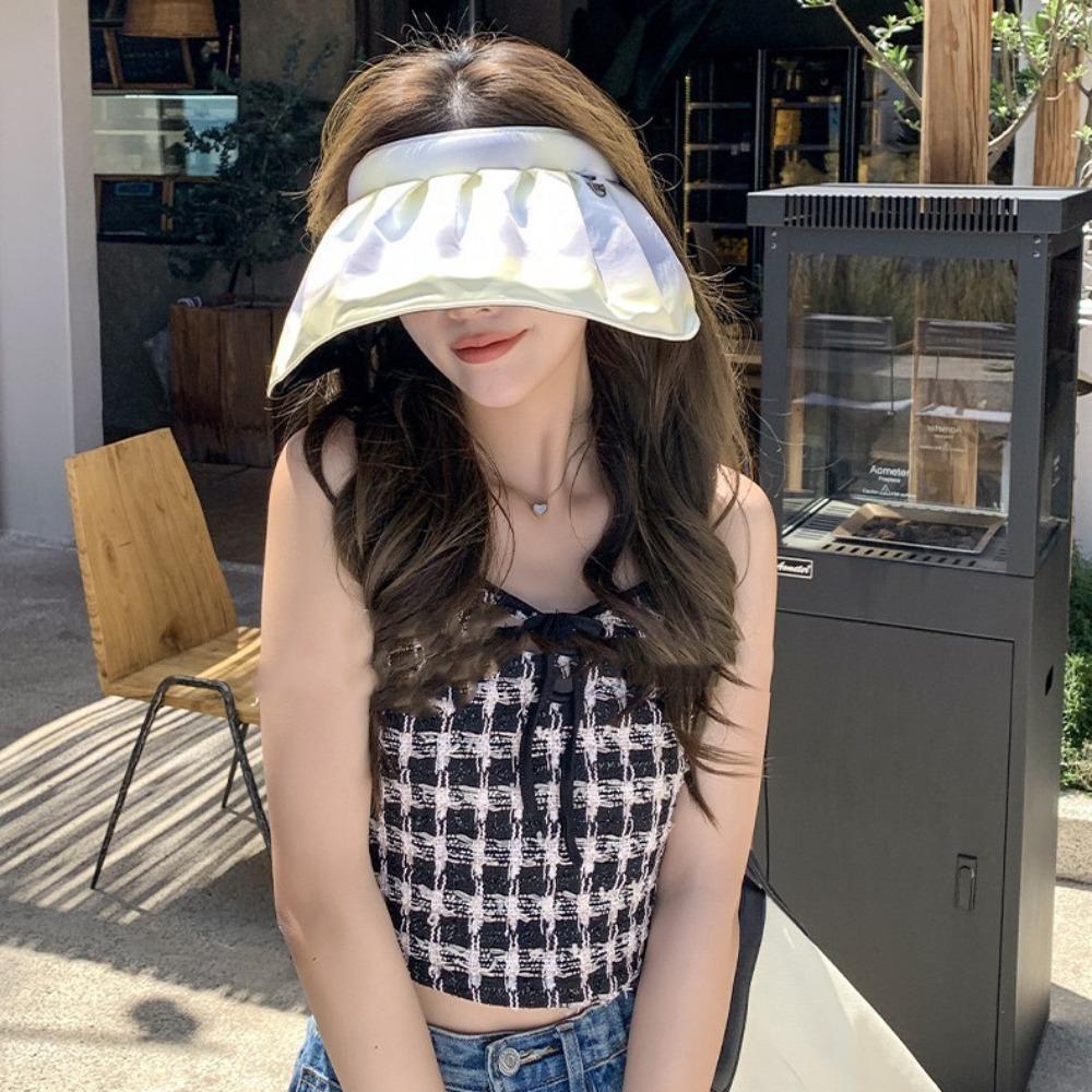 Sunshade Vinyl Sunscreen Hat Empty Top Dual Use Hair Hoop Simple Wide Brim Sun Hat Beach