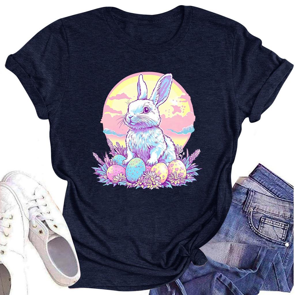 Dámské ležérní denní tričko s kulatým výstřihem a potiskem, top s krátkým rukávem s nápisem