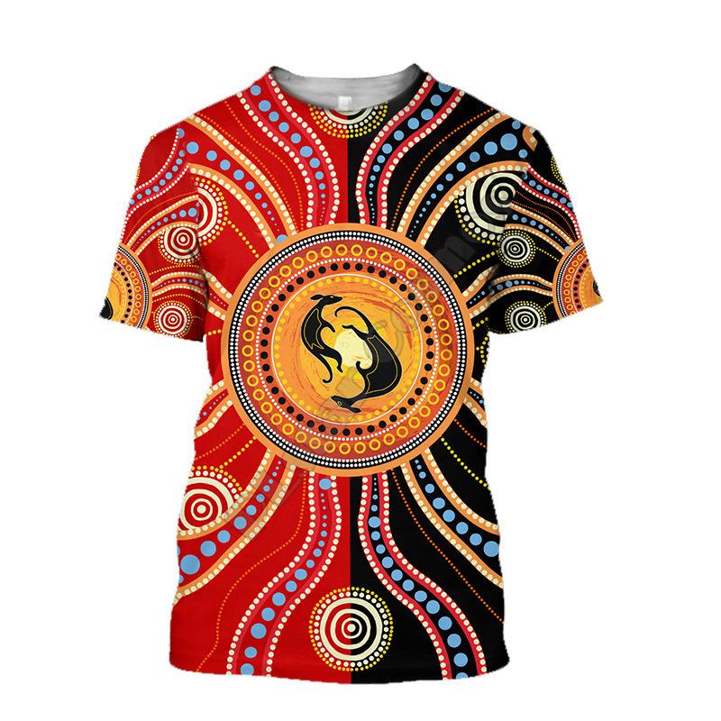 Retro Ethnic 3D Printed T-shirt Round Neck Men's Casual Top T-shirt