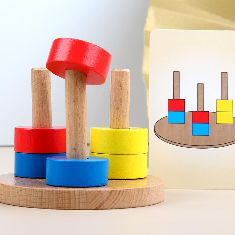Montessori Colorful Stacking Rings - Interactive 3D Puzzle & Brain Training Wooden Toy for Kids