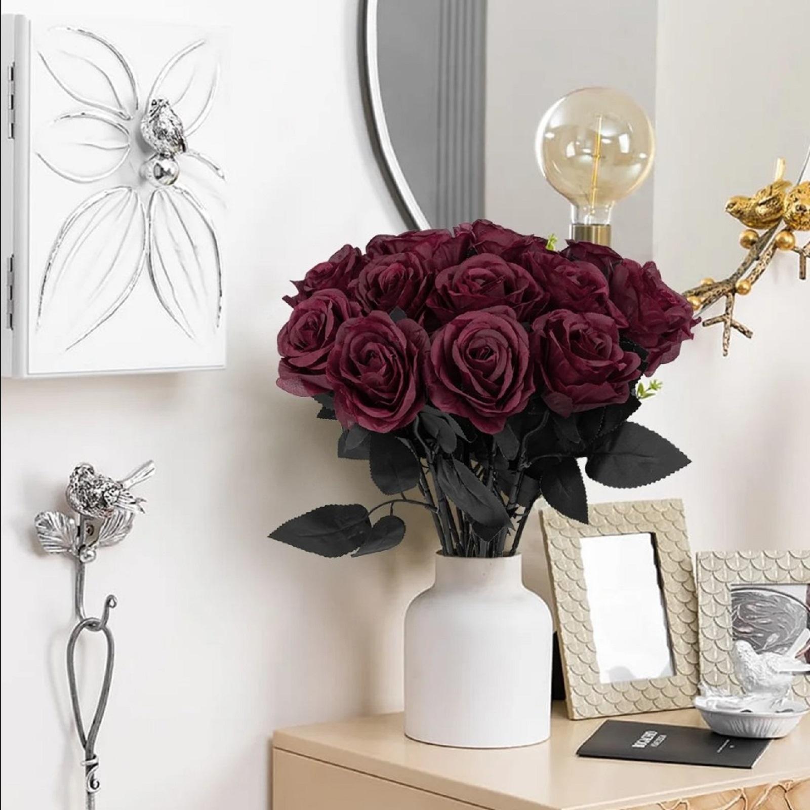 

18pcs/1set Artificial Rose Flowers,Crimson Rose Simulation Flower,Party,Banquet,and Wedding Atmosphere Decoration Fake Flowers красный