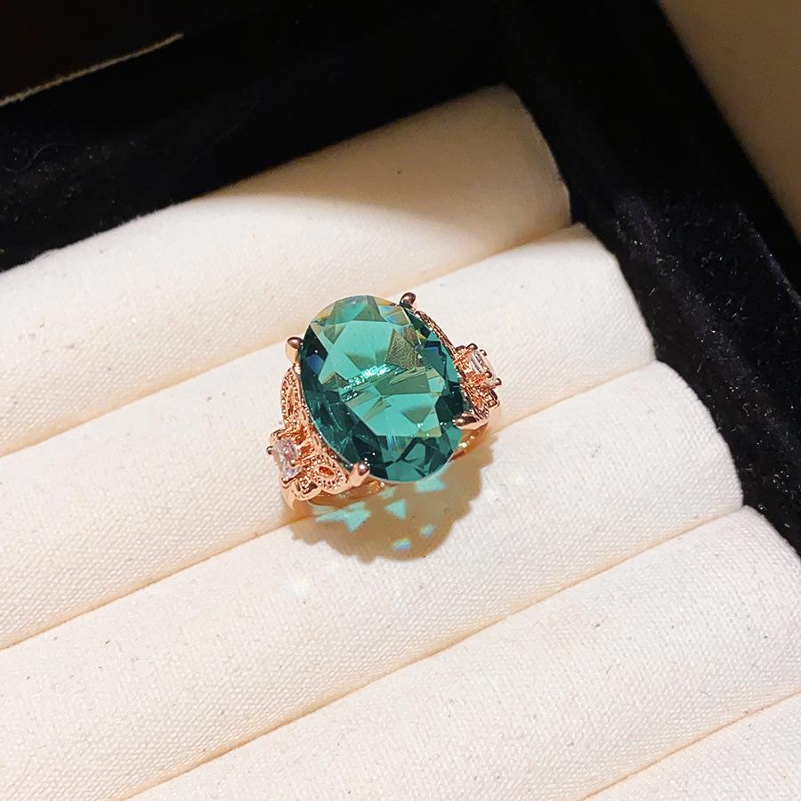 Qicai Liujing Elegant Oval Zirconium Adjustable Ring - Stylish High-End Index Finger Jewelry