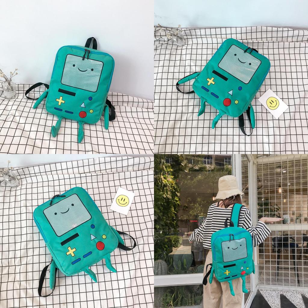 Cute Cartoon Adventure Time Backpack For Girls Japanese Style Funny And Unique Canvas Material Large Size