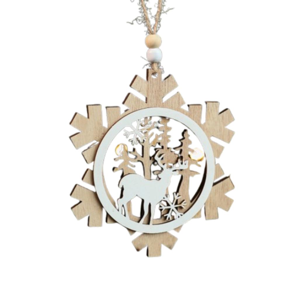 2pcs Red White Christmas Wooden Snowflakes Pendant Handmade Christmas Tree Ornaments  Party Favors