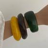 SHIXIN Exaggerated Irregular Thick Resin Acrylic Wide Bracelet Bangle For Women Retro Geometry Stacked Round Bangle Jewelry Gift