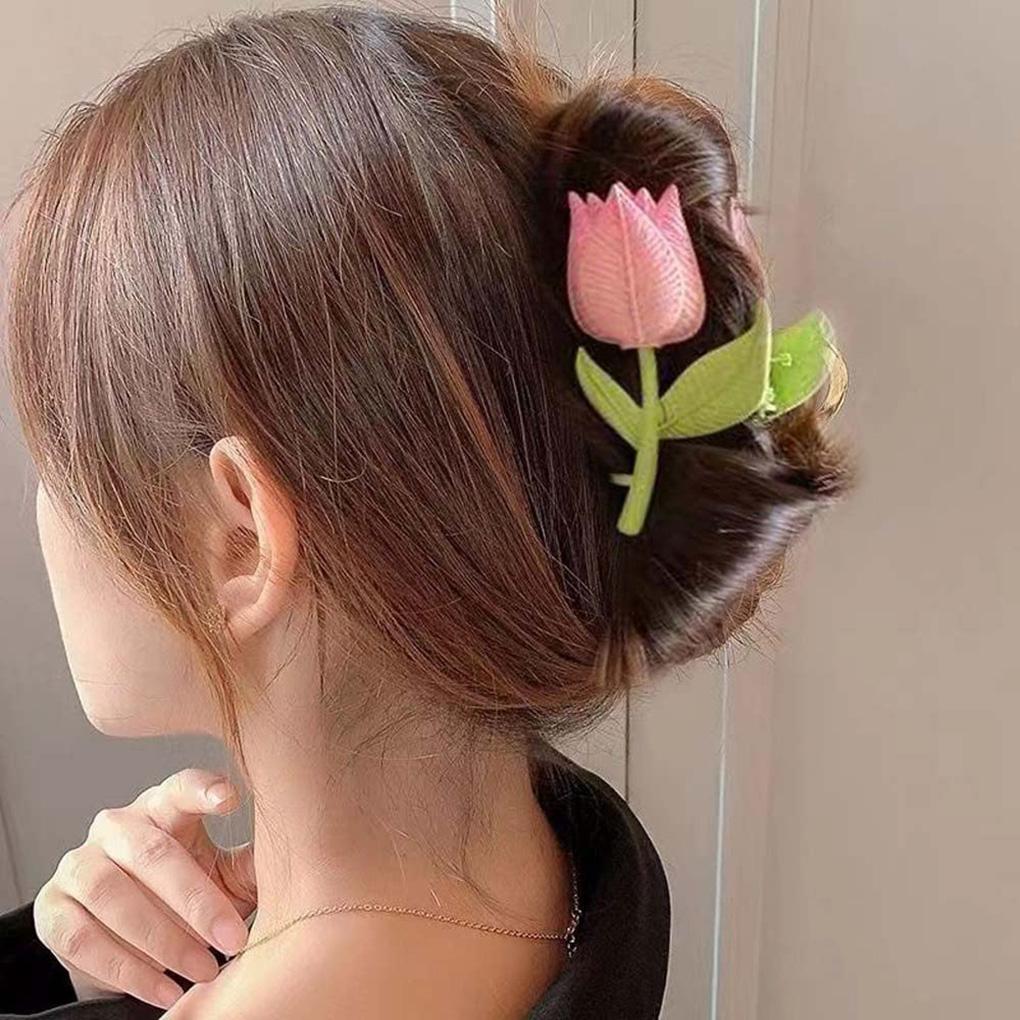 Flower Shaped Hair Claw Clip Wedding Shop Read Hairpin Cooking Non-skid Hairclip Clamp Pocket Headwear for Women