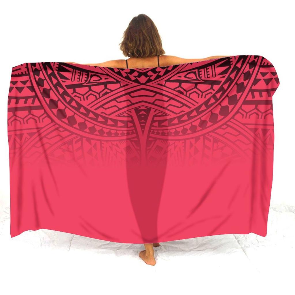 Soft And Comfortable Fabric Summer Beach Holiday Sun Sarong All-In-One Cover Coat Polynesian Print Tailored Women'S Sarong