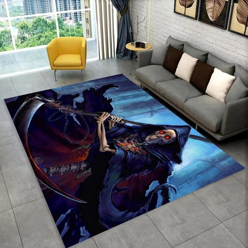 Grim Reaper Death Skull Gothic Area Rug,Carpet Rug for Home Living Room Bedroom Sofa Doormat Decor,kids Non-slip Floor Mat Gift
