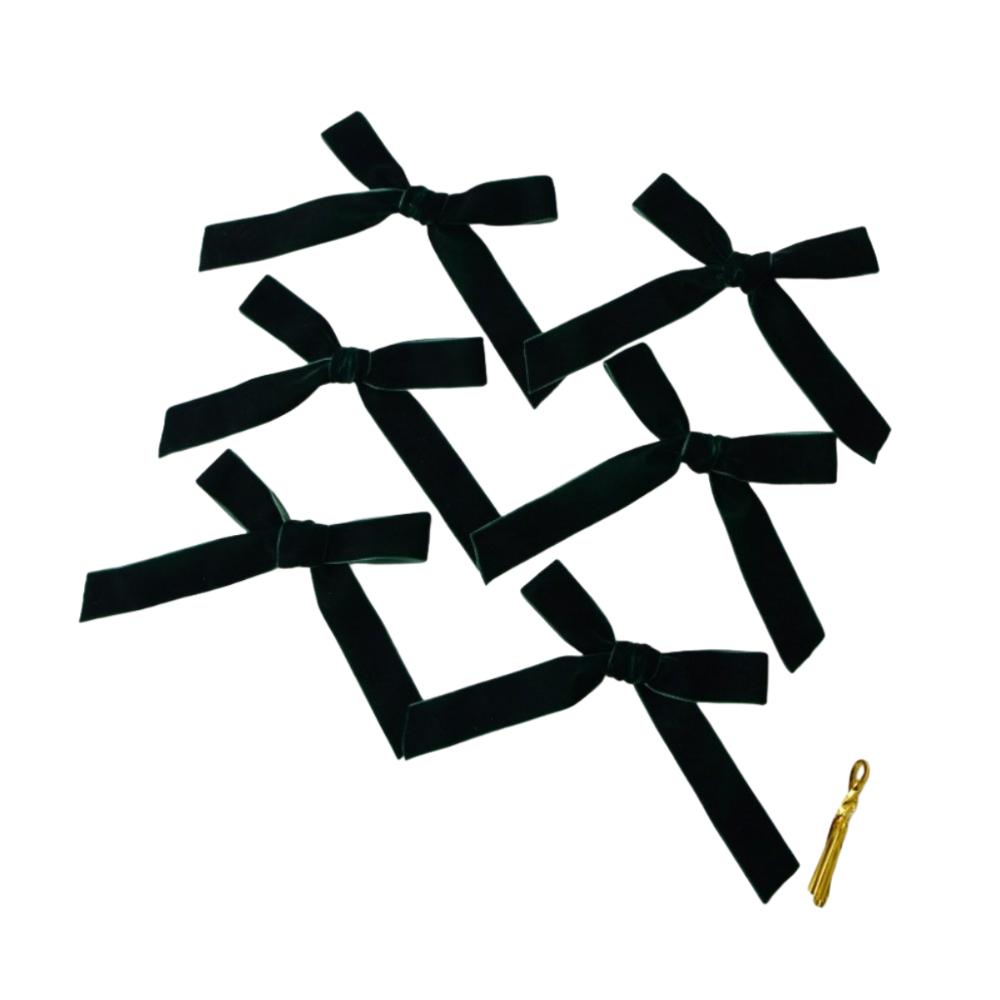 6pcs New Velvet Xmas Tree Ribbon Merry Christmas 2.5/3.8cm Hanging Pendant Red Green Brown Wreath Ribbon Decor Party Decor