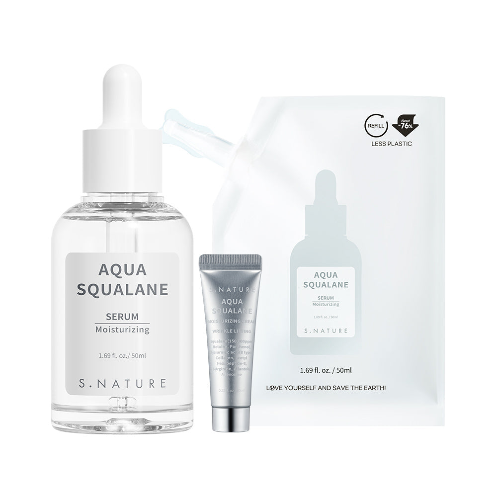 S.NATURE Aqua Squalane Serum 50ml + Refill 50ml + Moisture Cream 10ml