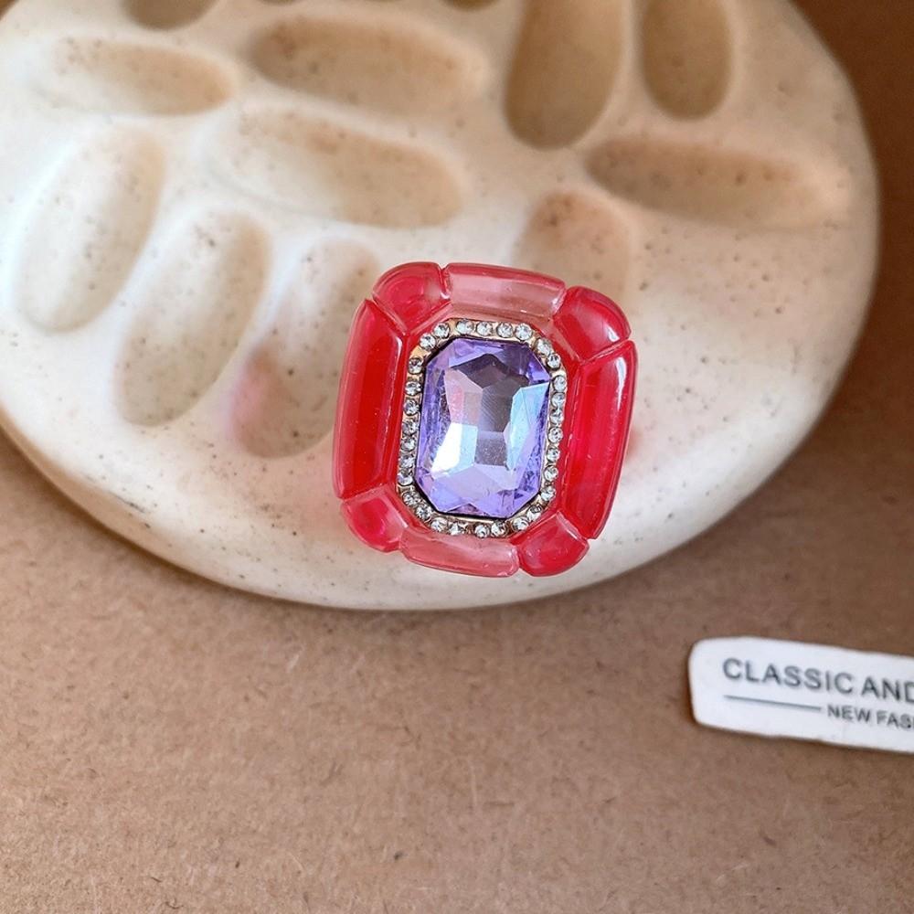 Exaggerated Acrylic Resin Ring Candy Color Big Dome Plain Ring Geometric Ring Jewelry Gifts