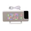 Digital Clock RGB LED Large Screen Mirror Projection Multifunctional Table Electronic Alarm White