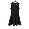 French Niche 2025 A/W Rhinestone Little Black Dress: Sleeveless, Round Neck, High Waist, A-line Short Skirt.