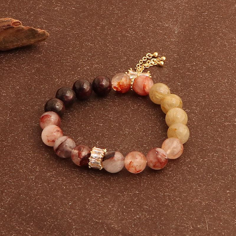 Natural Golden Hair Crystal Garnet Red Glue Flower Crystal Bracelet Lucky Transshipment Wangye Butterfly Bracelet Female Douyin Burst