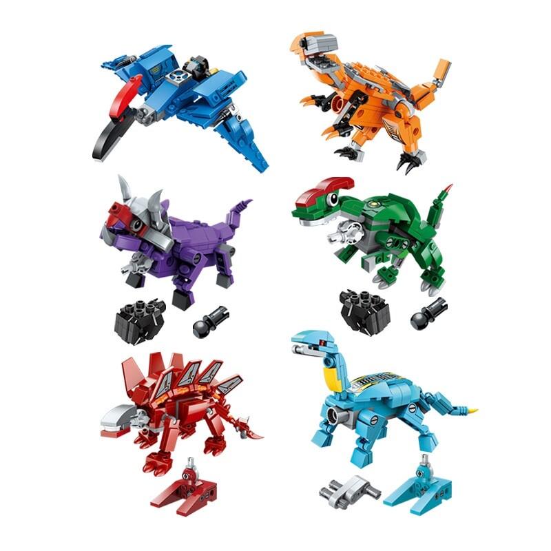 553 sztuk/zestaw 6 w 1 Dinozaur Robot Klocki Cegła DIY Model dinozaura Zabawki edukacyjne dla dzieci Prezent 1414