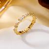 Dainty Inlaid Zircon Ring For Women Gold Plated Round CZ Crystal Copper Finger Ring Party Wedding Daily Wear Minimalist Jewelry