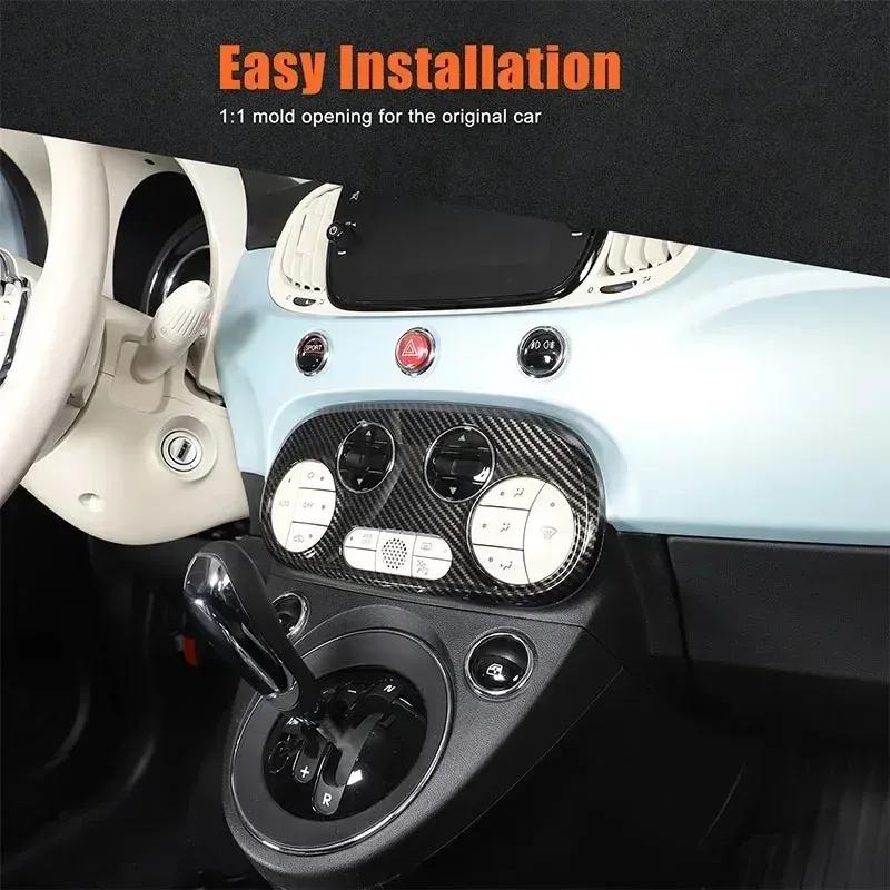For Fiat 500 2016-2024 ABS Carbon Fiber Car Air Conditioning Adjustment Switch Button Frame Cover Interior Car Accessories