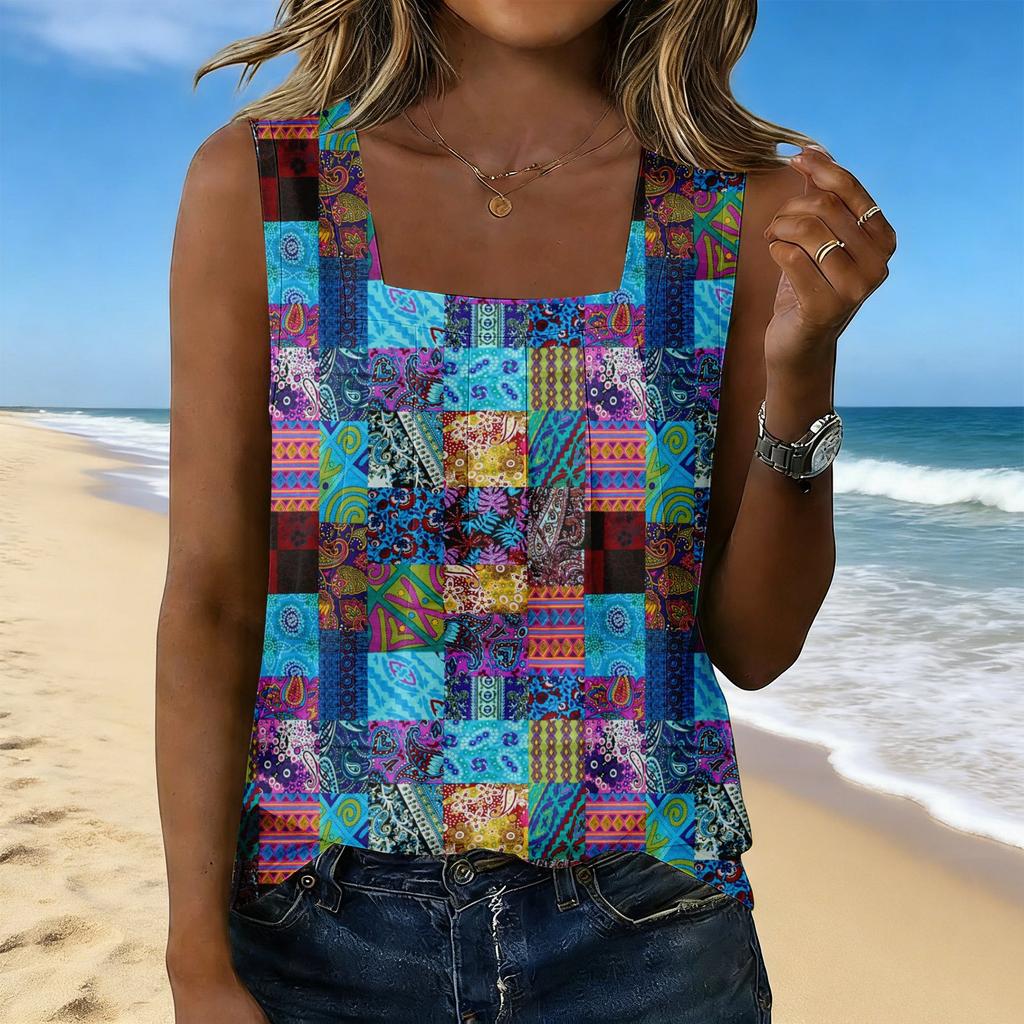Women's Fashionable Casual Vintage Print Tank Top