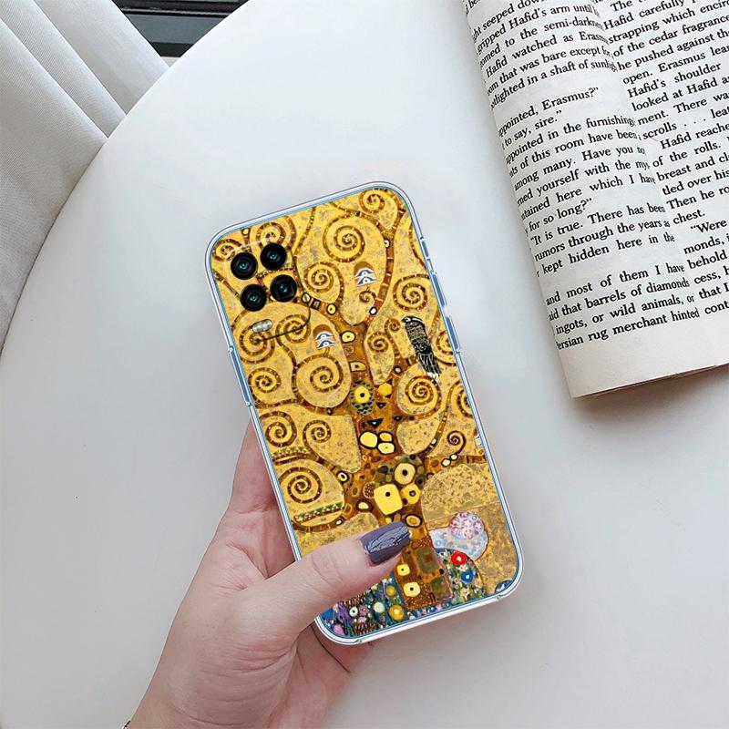 QE14 Gustav Klimt Transparent Phone Case for Samsung Galaxy A04 A04S A14 A23 A34 A54 M23 M33 M52 M53