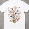 Wildflower Shirt, Queen Annes Lace Cornflower Tee, Vintage Botanical Meadow Art, Cottagecore Nature Lover Gift, Prairie Flower Gift for Her