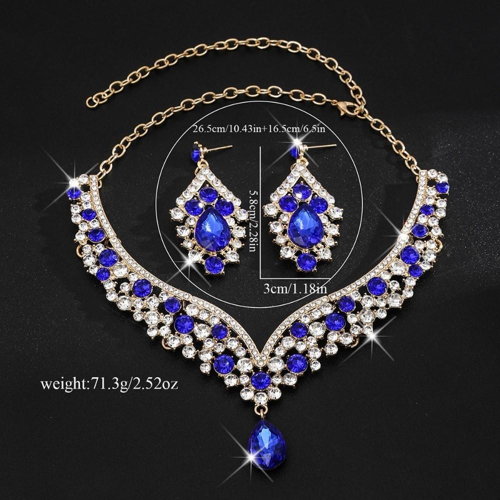 2Pcs/set Elegant Bridal Necklaces Earrings Shining Necklace Earrings Set  Wedding