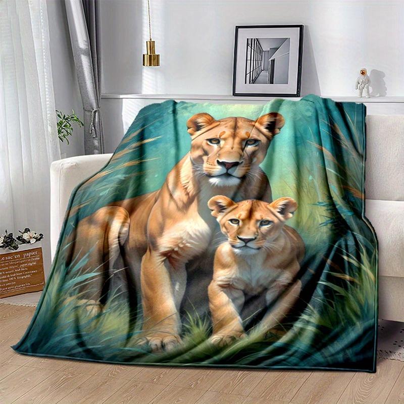 1pc. Lioness and Cub Wildlife Art Print - Perfect for Home Decor, Office Blanket, Outdoor Gift, Suitable for All Seasonsz041765