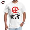 Banksy Style Men Tshirt Stop Wars Peace Logo Print Tops Tee Shirts For Adult 100 Cotton Streetwear Artist Summer Tshirt 3XL