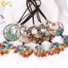 CSJA Home Decor Lucky Moon Star Car Ornament Interior Accessories Energy Natural 7 Chakra Stone Car Pendant Hanging Crystal H058