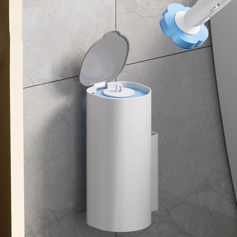 Toilet Wand Holder Designed for Convenient Use and Easy Maintenance Toilet Brush and Holder with Cleaner Refills